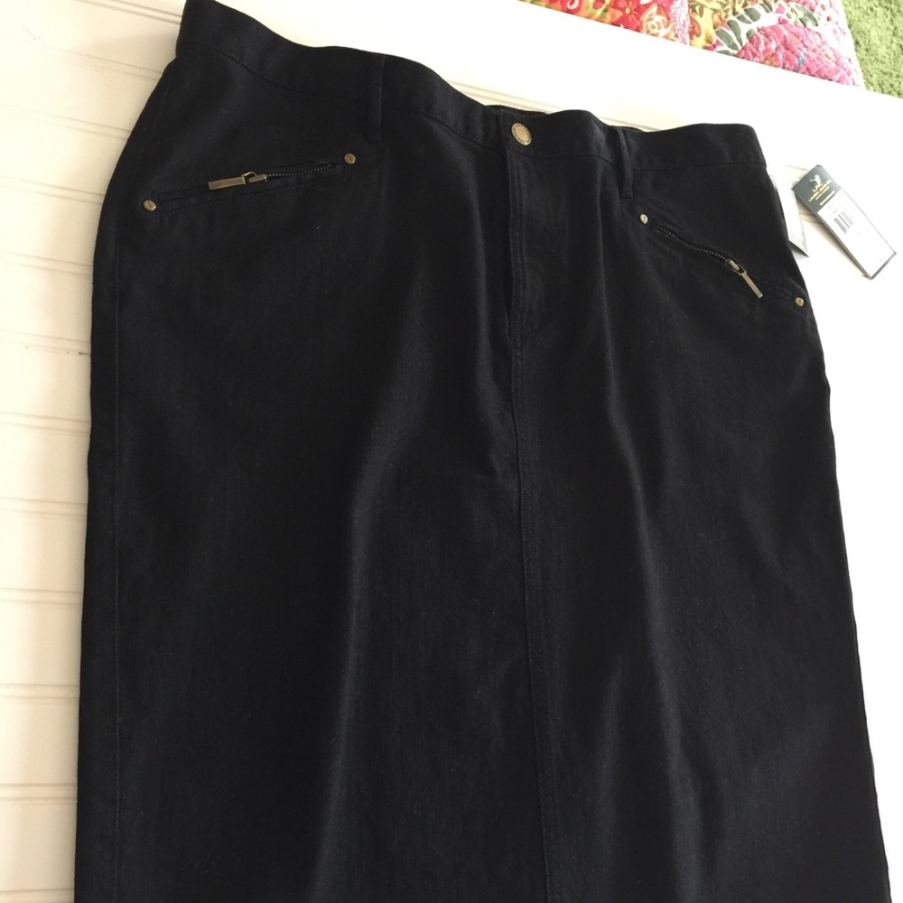 Lauren Black Jean Skirt NWT